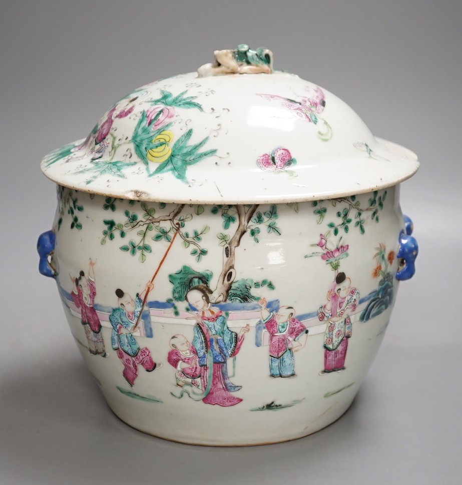 A 19th century Chinese famille rose lidded jar - 23cm high